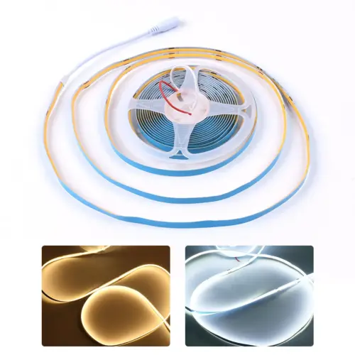 12V High Density COB LED Strip Lights Flexible Tape Rope Cabinet Kitchen Light 5m, white/warm white