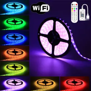 LED Strip Lights 3528 RGB Light Colour Changing Tape Cabinet TV, complete set with remote, controller and adapter.