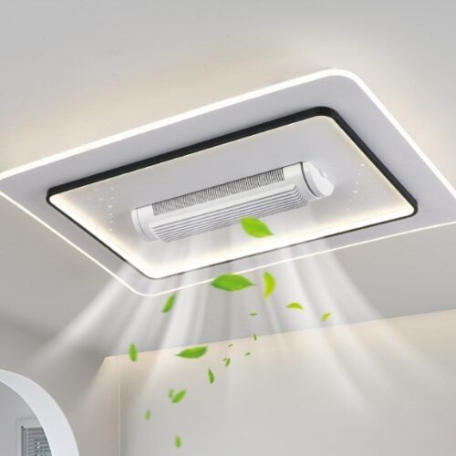 Modern bladeless Ceiling Fans with CCT Lights with Remote Control 6 speeds 3000K-6500K dimmable LED Enclosed Fan Ceiling Light
