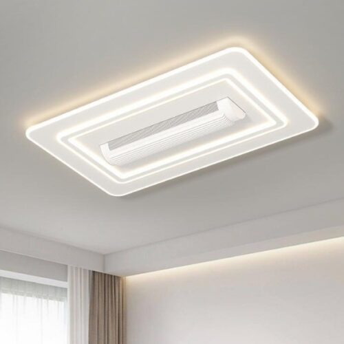 Modern bladeless Ceiling Fans with CCT Lights with Remote Control 6 speeds 3000K-6500K dimmable LED Enclosed Fan Ceiling Light