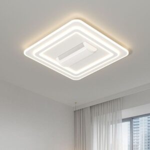 Modern bladeless Ceiling Fans with CCT Lights with Remote Control 6 speeds 3000K-6500K dimmable LED Enclosed Fan Ceiling Light 55cmX55cm